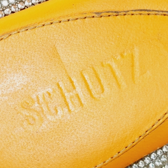Schutz Alicina Slide in Bright Tangerine Orange Silver Crystal Sandal E205 - Picture 9 of 14